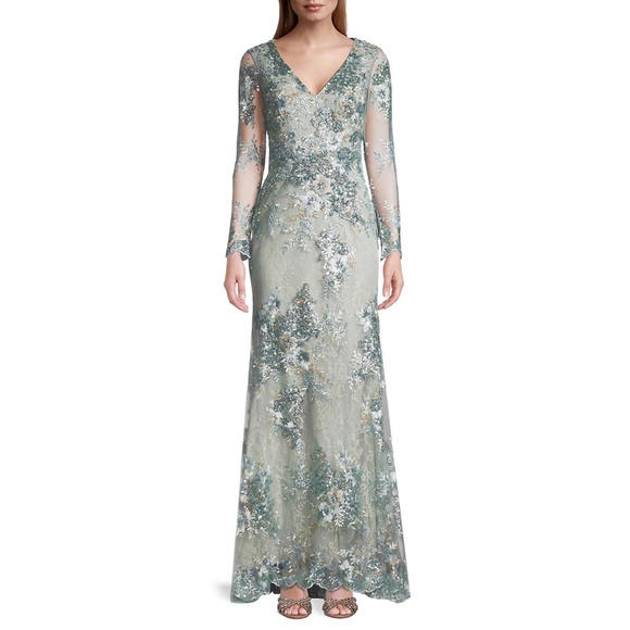 MAC DUGGAL EMBELLISHED LONG SLEEVE GOWN - Picture 1 of 7